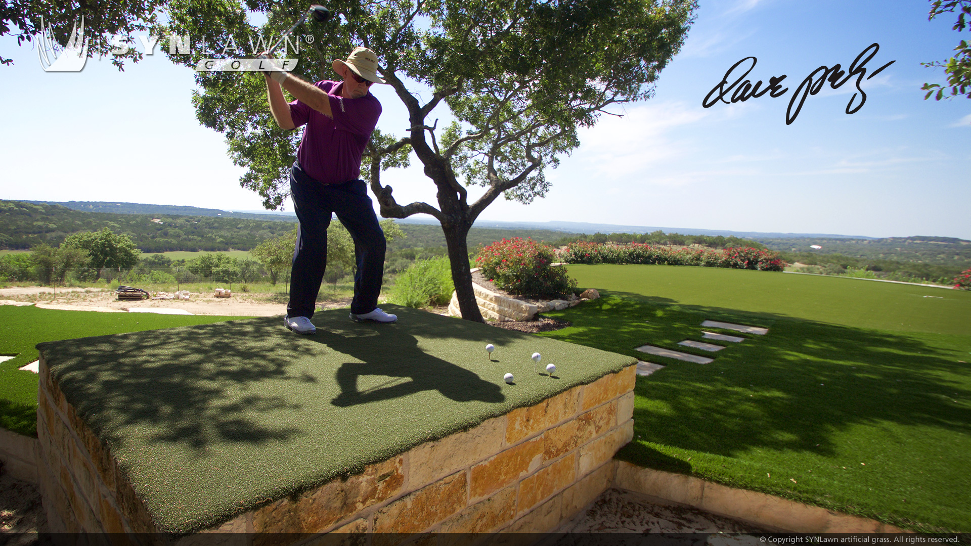 image of artificial golf tee line grass