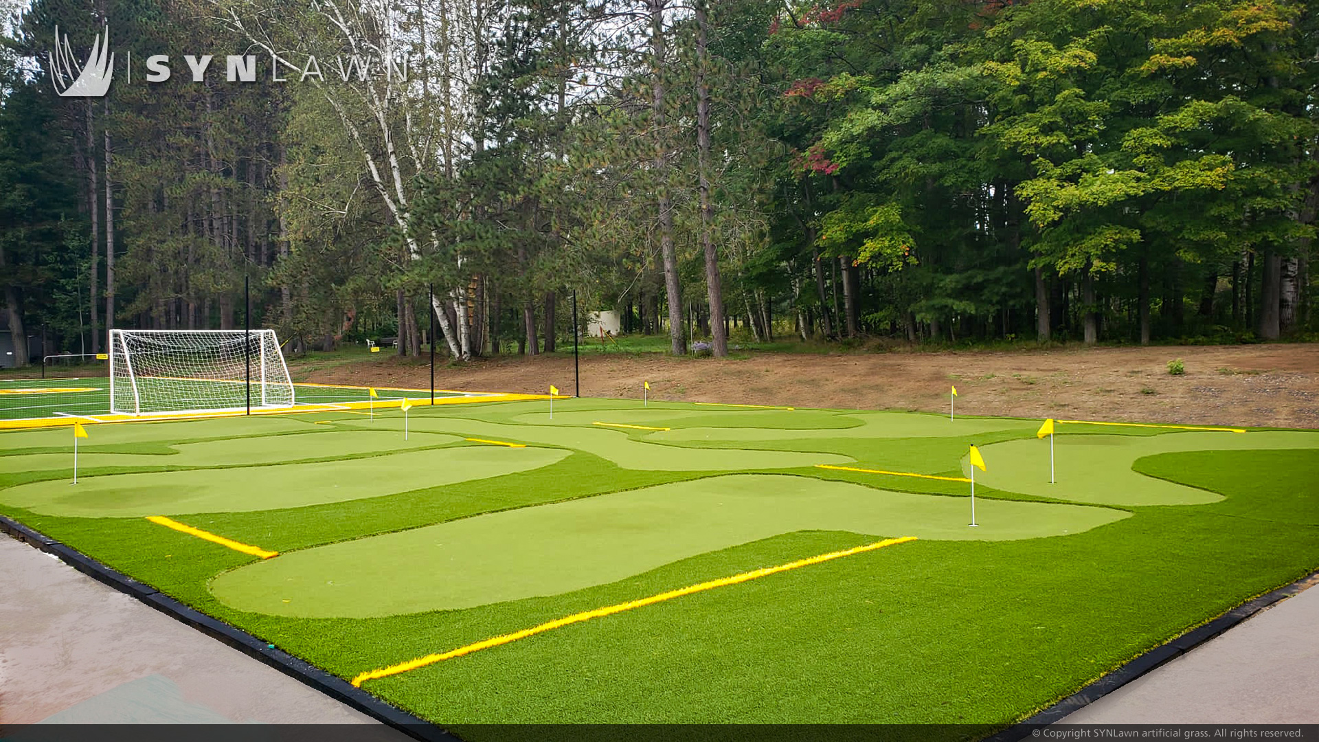 image of SYNLawn Toronto installs artificial grass Soccer field and 8 hold Mini Golf Course at Canadian National Institute for the Blind